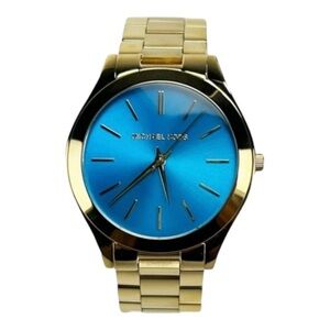 MICHAEL KORS RUNWAY BLUE DIAL
GOLD TONE STAINLESS STEEL LADIES WATCH MK3265